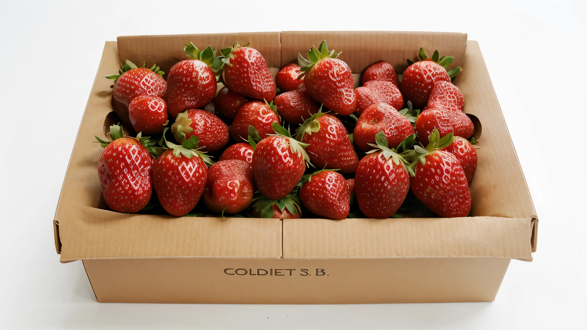 Delicious strawberries in a box ,delicious, White background, sharp