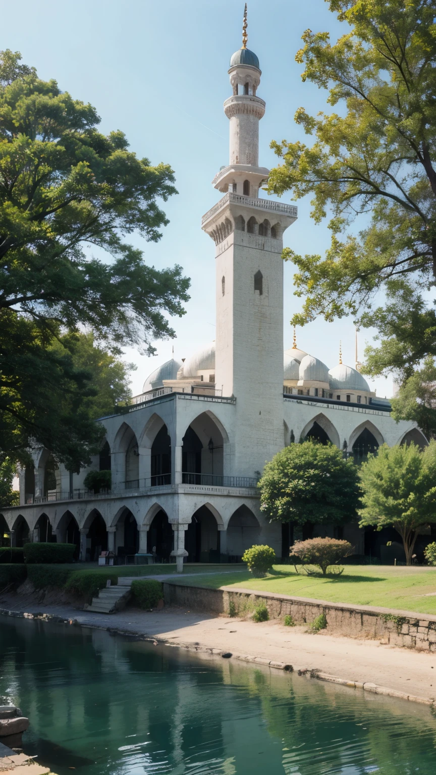mosque, beautiful, exterior, trees, sexy, river