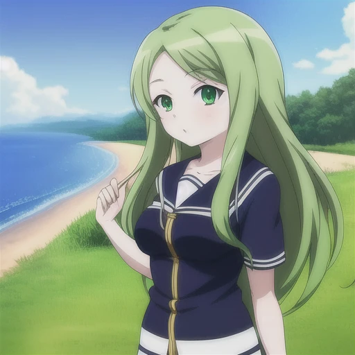 /(girl1),(anime),(White skin color),(Green eyes),(),(12 yeng green hair),(With bust size 160cm)