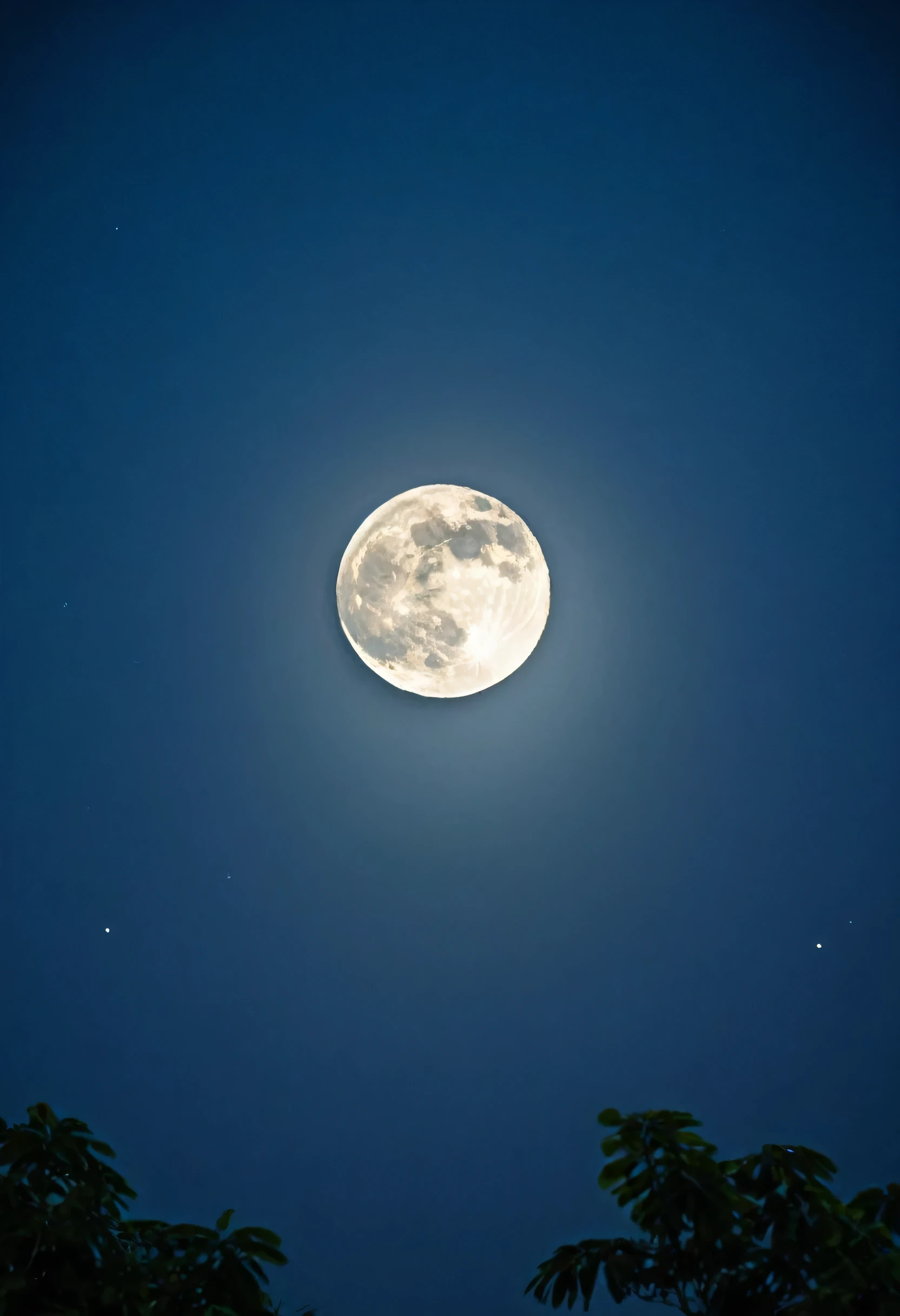 Langit malam yang indah dengan bulan purnama yang bulat besar nan indah, dan dipenuhi bintang
