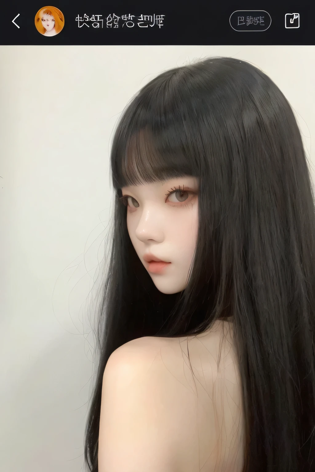 there is a woman with long black hair and a white shirt, Ulzzang, corte de cabelo preto hime, ela tem cabelo preto com franja, cruel korean goth girl, o corte Hime, cabelo preto com franja, pale porcelain white skin, cabelo preto e olhos grandes, penteado com corte hime branco, pale round face, Sui Ishida com cabelo preto,  coreana