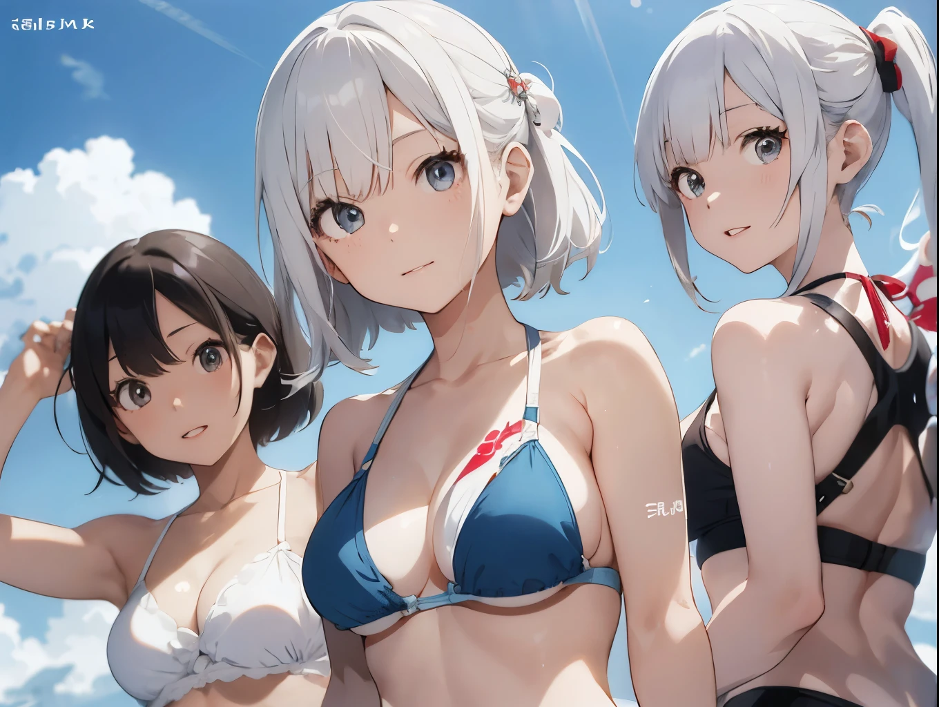 White-haired girl drawn in high resolution Japanese anime style、Group of women taking photos in bikinis, Bikini Model, , A young and cute gravure idol, Posing together in a bra, Russian and Japanese mix, sakimichan, Asian woman, Wear a swimsuit, that&#39;that&#39;that&#39;that&#39;that&#39;that&#39;that&#39;that&#39;that&#39;that&#39;that&#39;that&#39;It&#39;s hot with the shining sun, Japanese Model, Cute Core, sakimichan hdri, Young Gravure Idol, Chubby