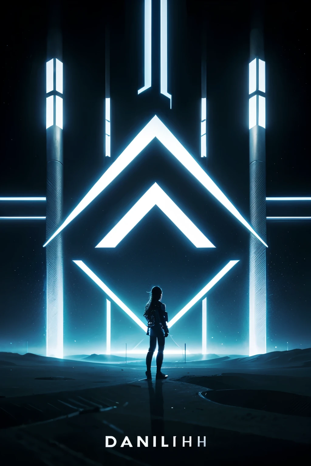 Logo with the name danielitho with futuristic themes