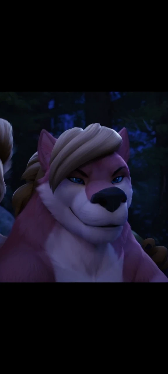 anthro, a pink wolf, mating, female, adult, sexy, buffed body, beefy body, furred body, mating, furry chest hair, in the forest, realistic, full body, photorealistic, ultra realistic, 8k, in the forest, bare-chested, black nipples, blue eyes