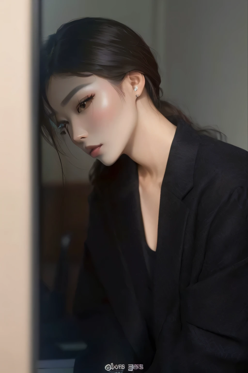 Close up of woman looking at cell phone, Korean female fashion model, Elegant side profile pose, beautiful south Korean woman, Heonhwa Choi, Korean woman, gorgeous young Korean woman, Jiyoung Kwak, Hwangse - It is, beautiful young Korean woman, Reporter Jang Han, Yoon Se-seon, Lee, Ji - Eun, Lee, Ji - Eun