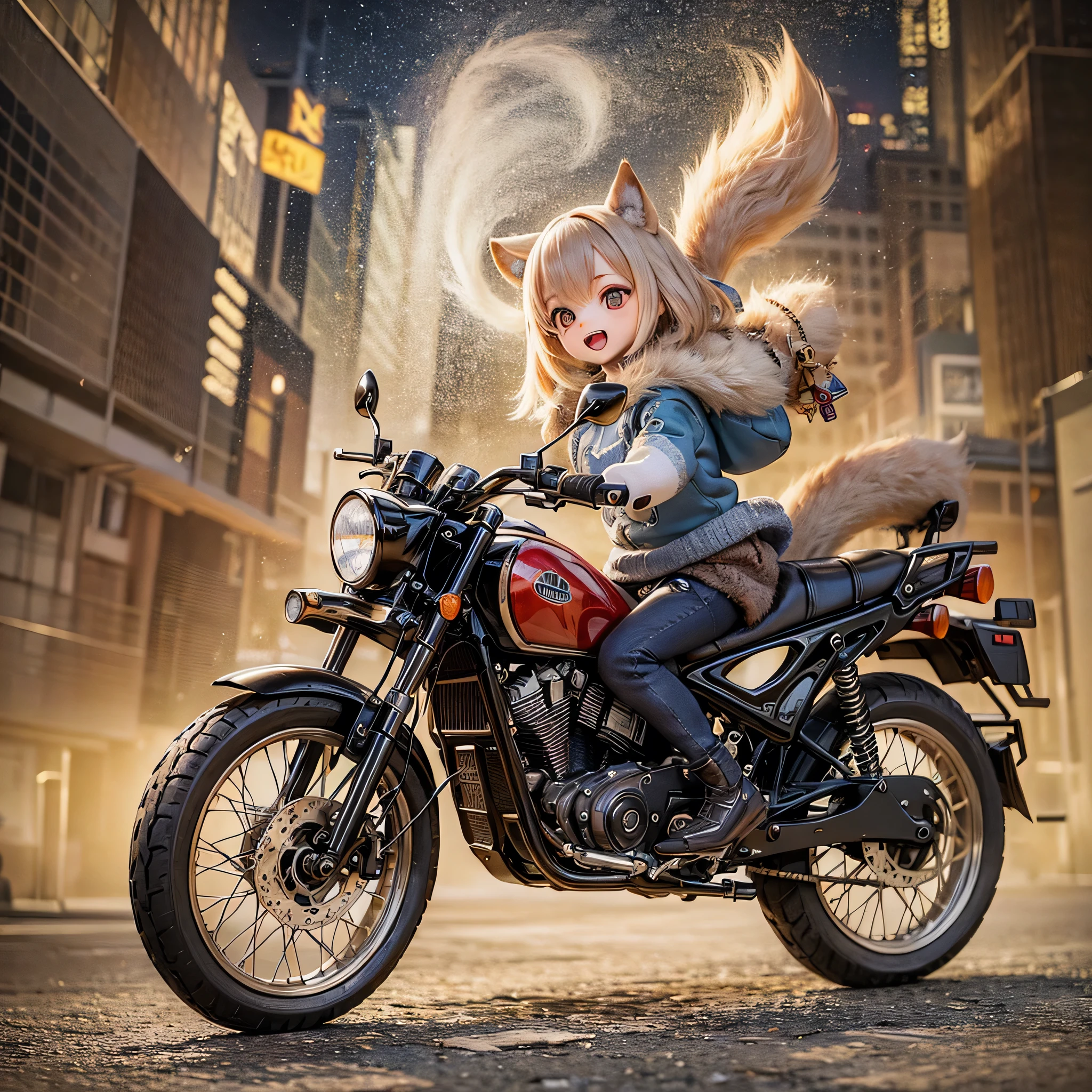 (highest quality,High resolution:1.2),shiba inu girls,Adorable chibi style,Vibrant colors,Fantasy Landscape,Riding on motorcycle,Magical Environment,Twinkle Star,The wind that makes your hair flutter,Expressions of joy,Amazing adventure,A playful atmosphere,Beautiful sunset,Amazing sensations ,Sharp details,Traditional ink painting style,Soft and gentle lighting,Whimsical charm,Nostalgic atmosphere,Expressive eyes and fur,What a lovely outfit!!,Fast movement,Inspirational urban backgrounds,Playful interactions,Winding Road,Smiles and laughter,Childlike wonder,Burning with excitement,Artistic brush strokes and textures,Fluffy tail,Quick and agile movements,The dimension of imagination,True friendship and camaraderie,Unique and dynamic poses,Sparkling Light,Exhilarating ride.