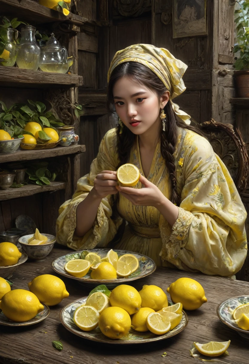 people Eating Lemon, Challenge, by Will_Eisner, best quality, masterpiece, very aesthetic, perfect composition, intricate details, ultra-detailed