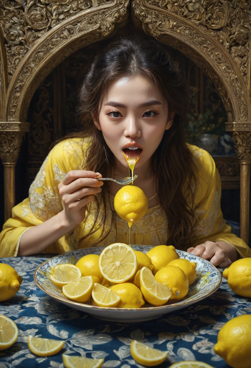 people Eating Lemon, Challenge, by Works_ADV, best quality, masterpiece, very aesthetic, perfect composition, intricate details, ultra-detailed