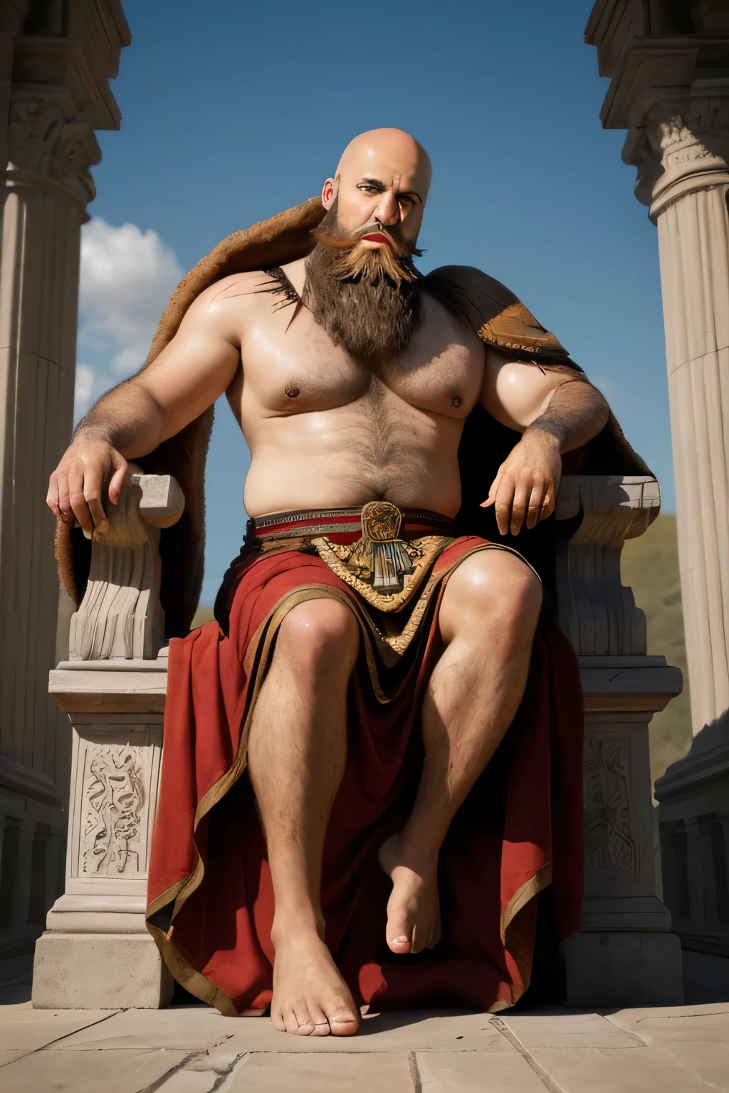 create a God of discussion mythology(make him bald with a big beard, make him with a scar on his toe
