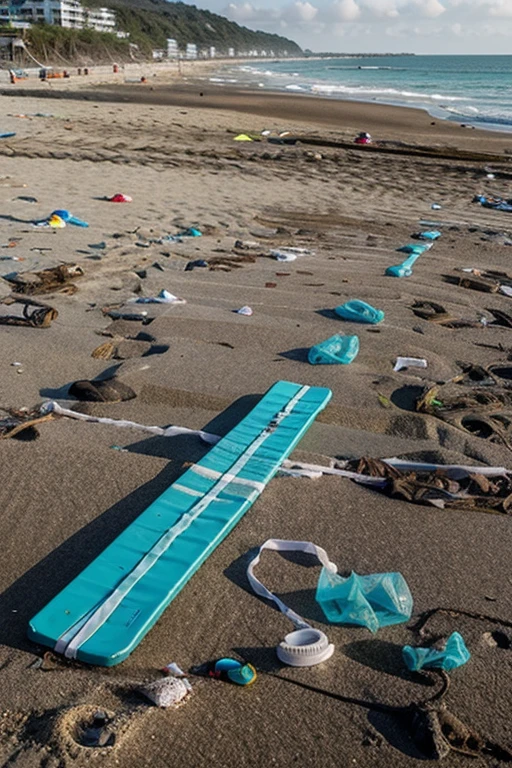 Beach contaminated with plastic
