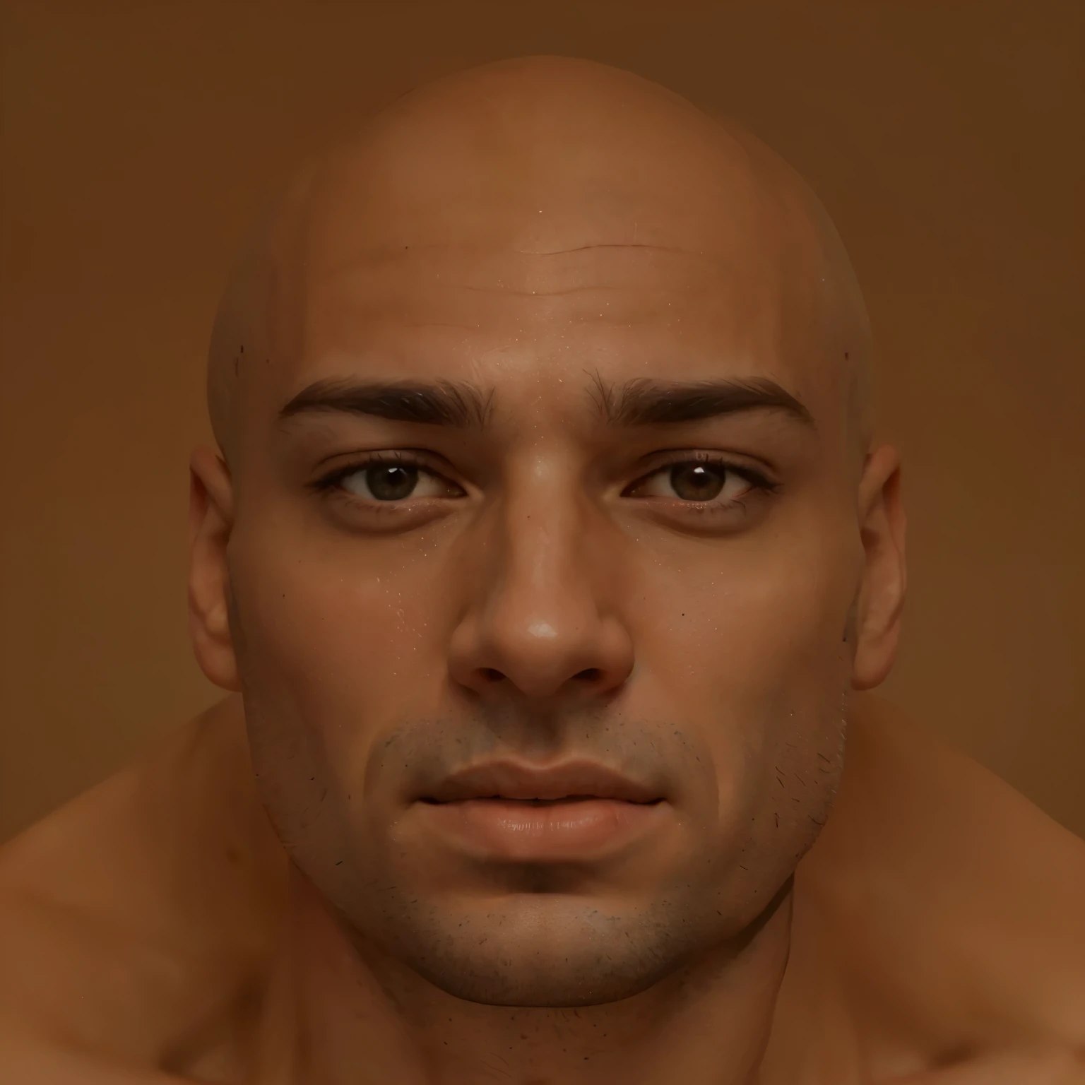 arafed man with a bald head and no shirt on, highy detailed face, inspired by Frank Mason, realistically rendered face, highly_detailed_face!!!, by Maxwell Bates, added detail, highley detailled face, aged 2 5, real detailed face, brom gerald, tyler, 16k upscaled image, gerald, detailed human face, real human face, extremely realistic face, face realistic, realistic facial features, hyperrealistic face