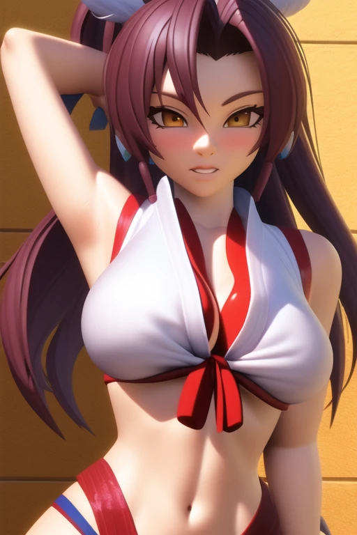 mai shiranui busty playa 3d ((mejor calidad)), ((obra maestra)), (detallado), cara perfecta 