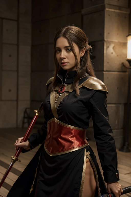 Mujer vestida de rojo y negro sosteniendo una espada., sosteniendo una espada en su hombro, ella esta sosteniendo una espada, magali villeneuve', Blancanieves como anuncio & d luchador, reina pirata, maya ali as a d&d sorcerer, arte de fan, cronicas de narnia, maya ali as d&d sorcerer, bully