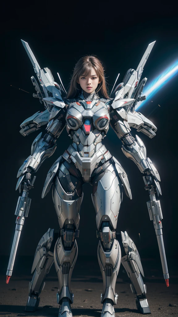  Super detailed, advanced details, high quality,  High resolution, 1080p, hard disk, beautiful,(Humanoid Weapons),Armor War,(Missile)Capture the big picture,beautiful,Mecha cyborg girl,battle mode,Mecha body girl,She is wearing a futuristic war machine weapon mecha