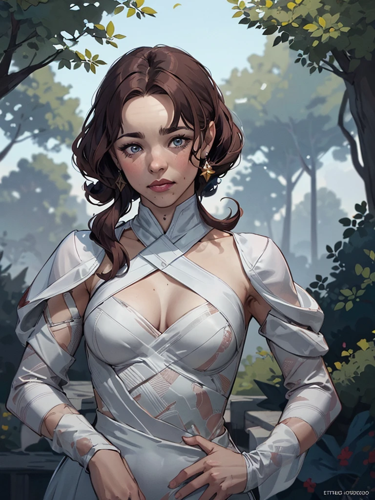 Character style Cartoon style digital illustration GTA style female style beautiful breasts symmetrical medium breasts Fiona with war marks Cartoon image of a woman .Ilustra??o estilo desenho animado, estilo de arte dos desenhos animados, estilo de arte dos desenhos animados, digital illustration style, estilo atompunk design de personagens altamente detalhado, arte digital detalhada coragem, Forest fan art, Design de personagens de retrato, beautiful digital illustration, retrato de alta qualidade, Arte em quadrinhos, mulher jovem cabelo com transas lindas . Eyelined eyes Medium large bust and wonderful sexy clothes.