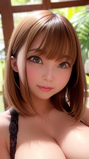 Tabletop, highest quality, shape, Very detailed, In detail, High resolution, 8k wallpaper, Sexy Big 、Bold sexy pose、A 13-year-old beautiful girl with a sexy and cute expression, beautiful and sexy face、A strong wind blows my hair in front of my face、With short blonde hair、beautiful, Cute and sexy eyes hidden behind long bangs、Gal Coordination