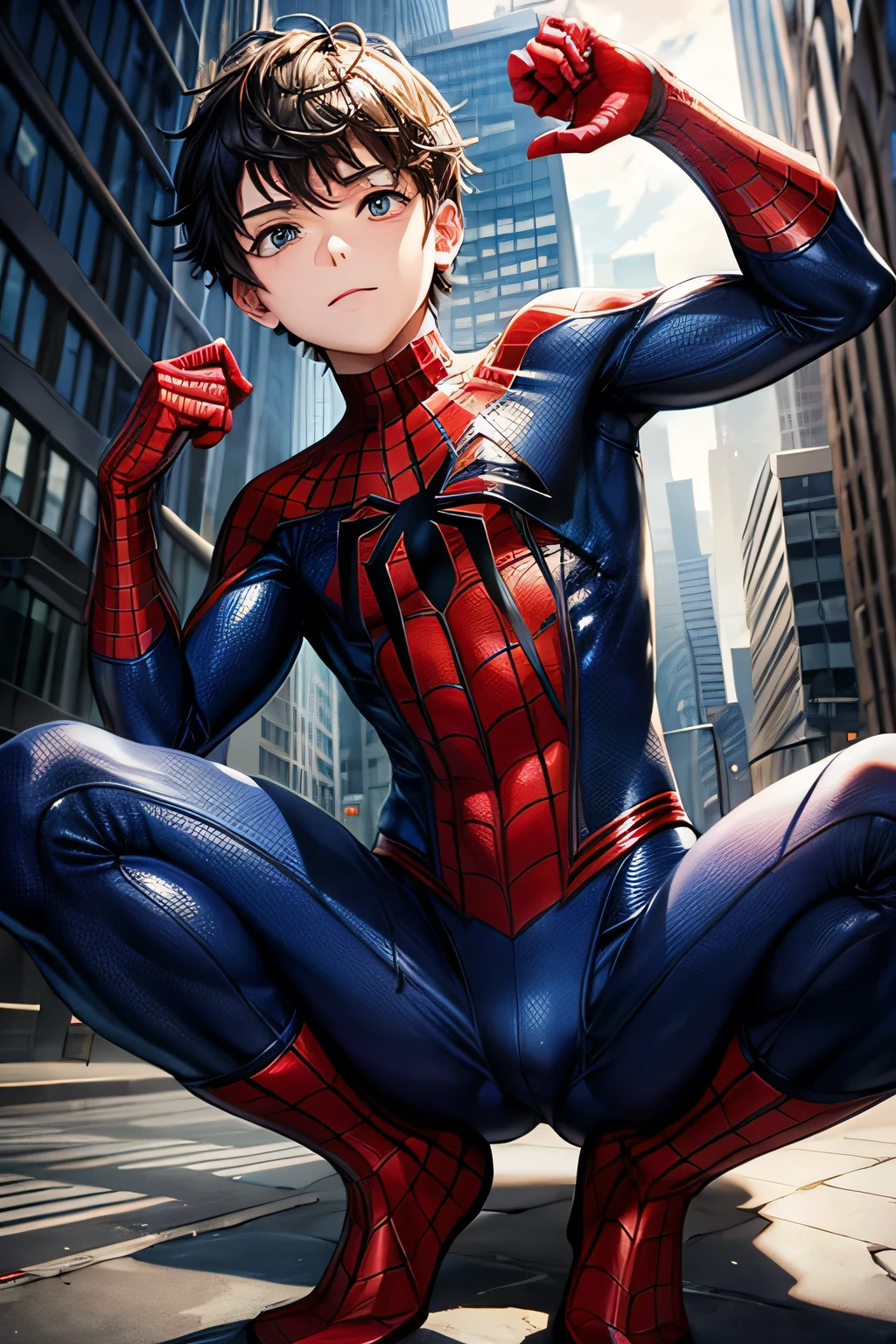 Boy in spiderman costume