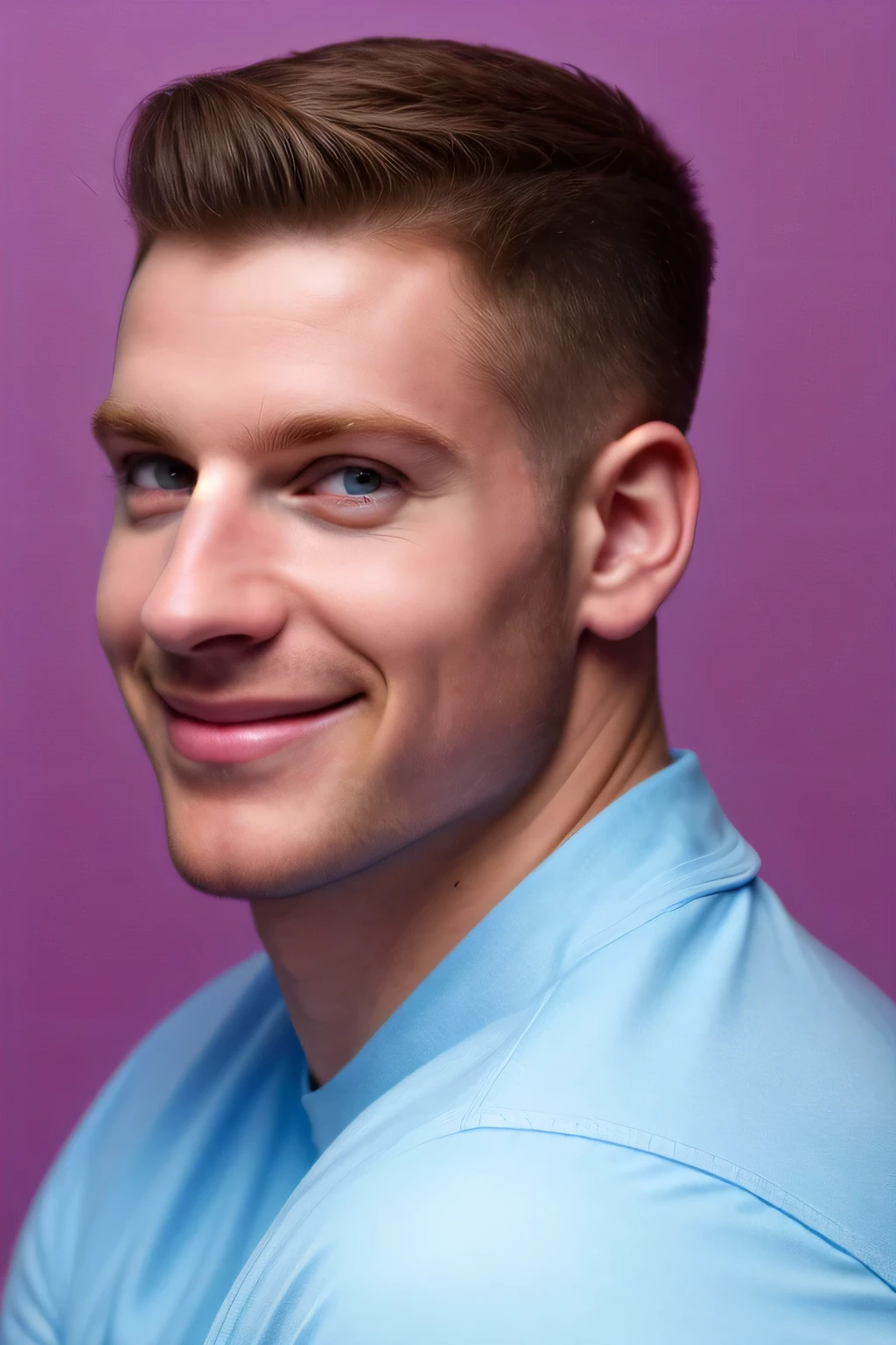 photograph of, 1man, malikd, smirk, best quality, 4K, masterpiece, detailed, intricate, blue and purple and pink, perfect anatomy, by professional artist, realistic, smirking, undercut
mole, shirt, brown eyes,