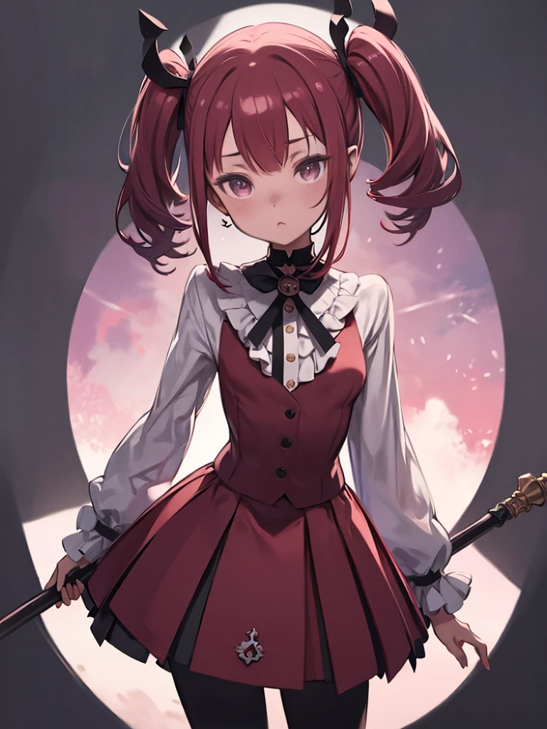 木の前で大きなHas an axe茶色のドレスを着た女性、Linear,One girl,alone,Short Twin Tails,Hair between the eyes,Pink Hair,Medium Hair,Devil horns,Dark red hair ribbon,Pointed Ears,Purple eyes, Ruffled shirt collar,Dark red choker,White frill shirt,Juliet Sleeve,Long sleeve,Dark red neck ribbon,Dark red dress,White ruffle dress,White layered dress,Brown corset,Striped pantyhose, Mary Jane,Outdoor,Battle Axe,Has an axe, Amazing visuals, High resolution,masterpiece,highest quality,Amazing visuals,High resolution,masterpiece,highest quality,18-year-old,young woman,Beautiful fingers,Beautiful long legs,Beautiful body,Beautiful character design