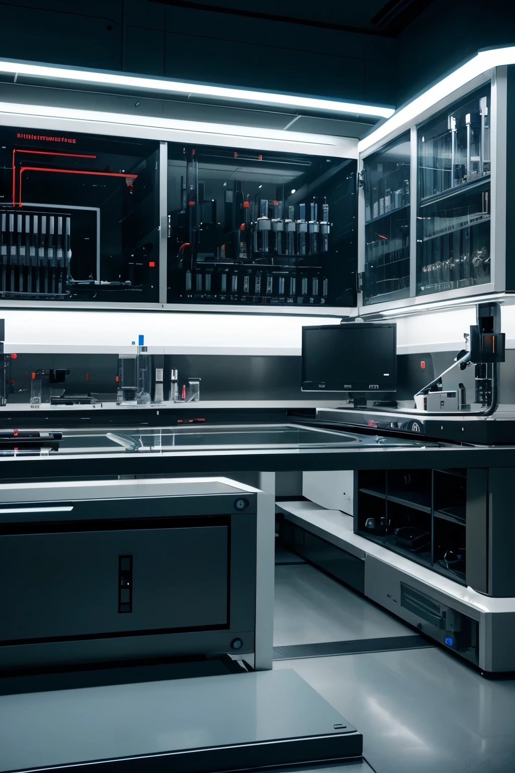 create a futuristic laboratory controlled by artificial intelligence