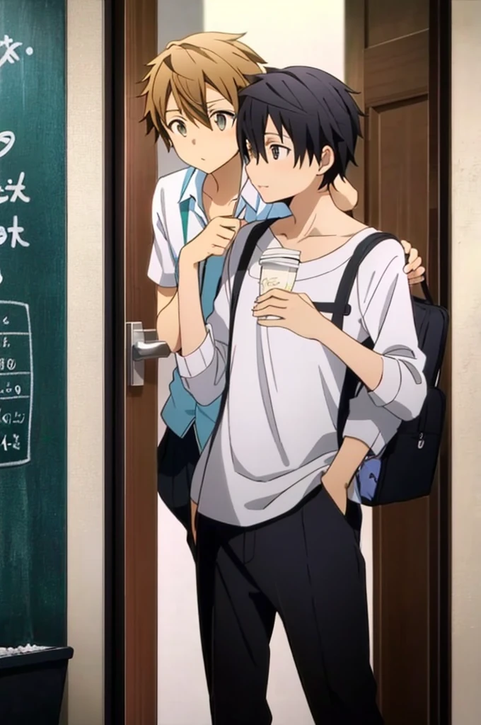 Creating friendships,,(HDR:1.1),highest quality,sketch,,Light and Dark,,Male Focus,,Depth of written boundary,,Anime Style,,kirito and rito_yuuki,,boy,,,,main character,,,face,hand,Thin limbs,Waist,Male student couple,,,,Kirito, the heroic and unfortunate pervert victim, and Rito, the lucky pervert_yuuki,,,,,,The daily life of a middle-aged gay couple who are friends and love each other,,,,,2boys,boy,,,play,sex play,,,,,,