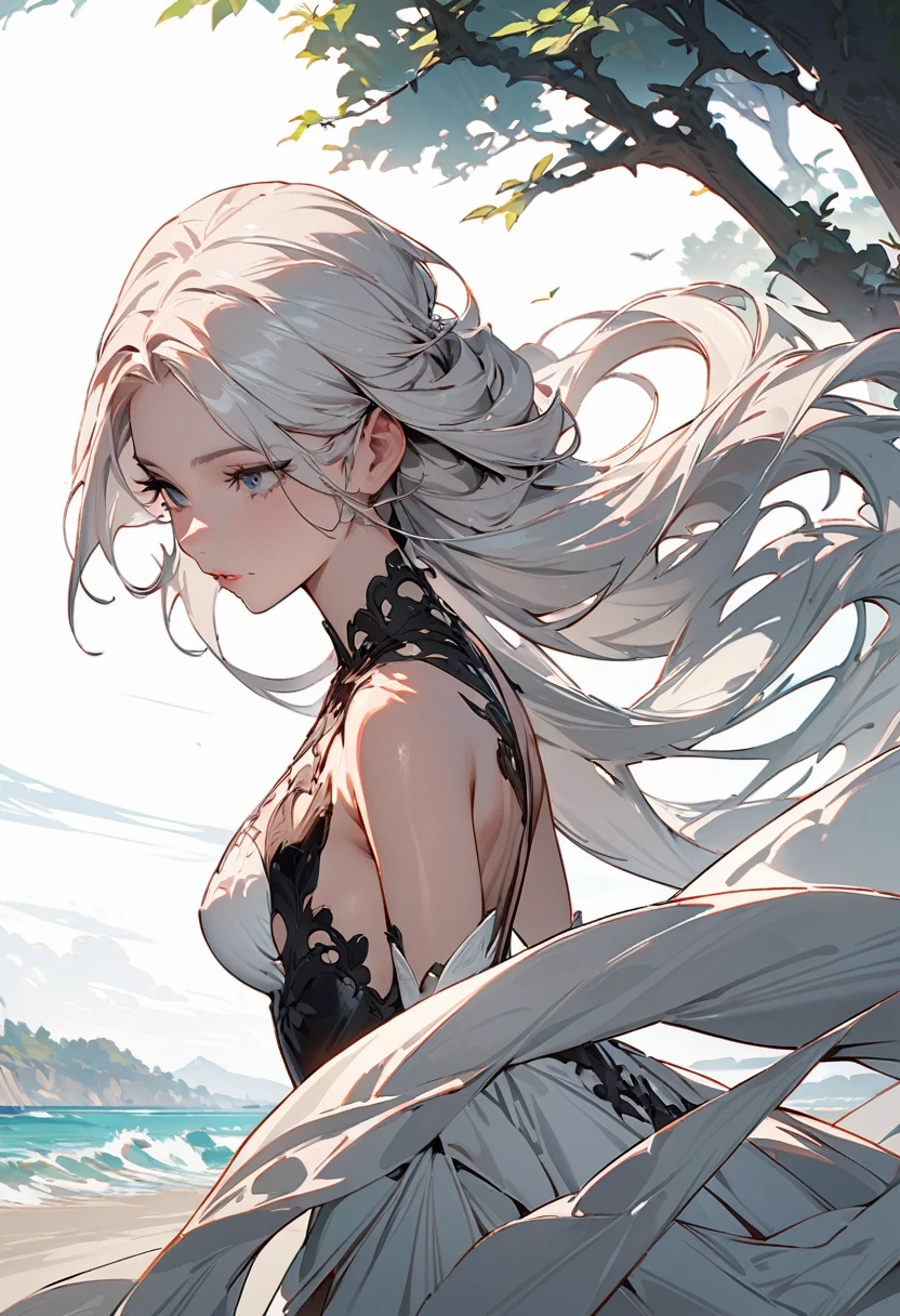 best quality, top quality, superb quality, super quality, ultra quality, extravagant quality, astonishing quality, a woman, Incredibly beautiful, hair sways in the gentle breeze,