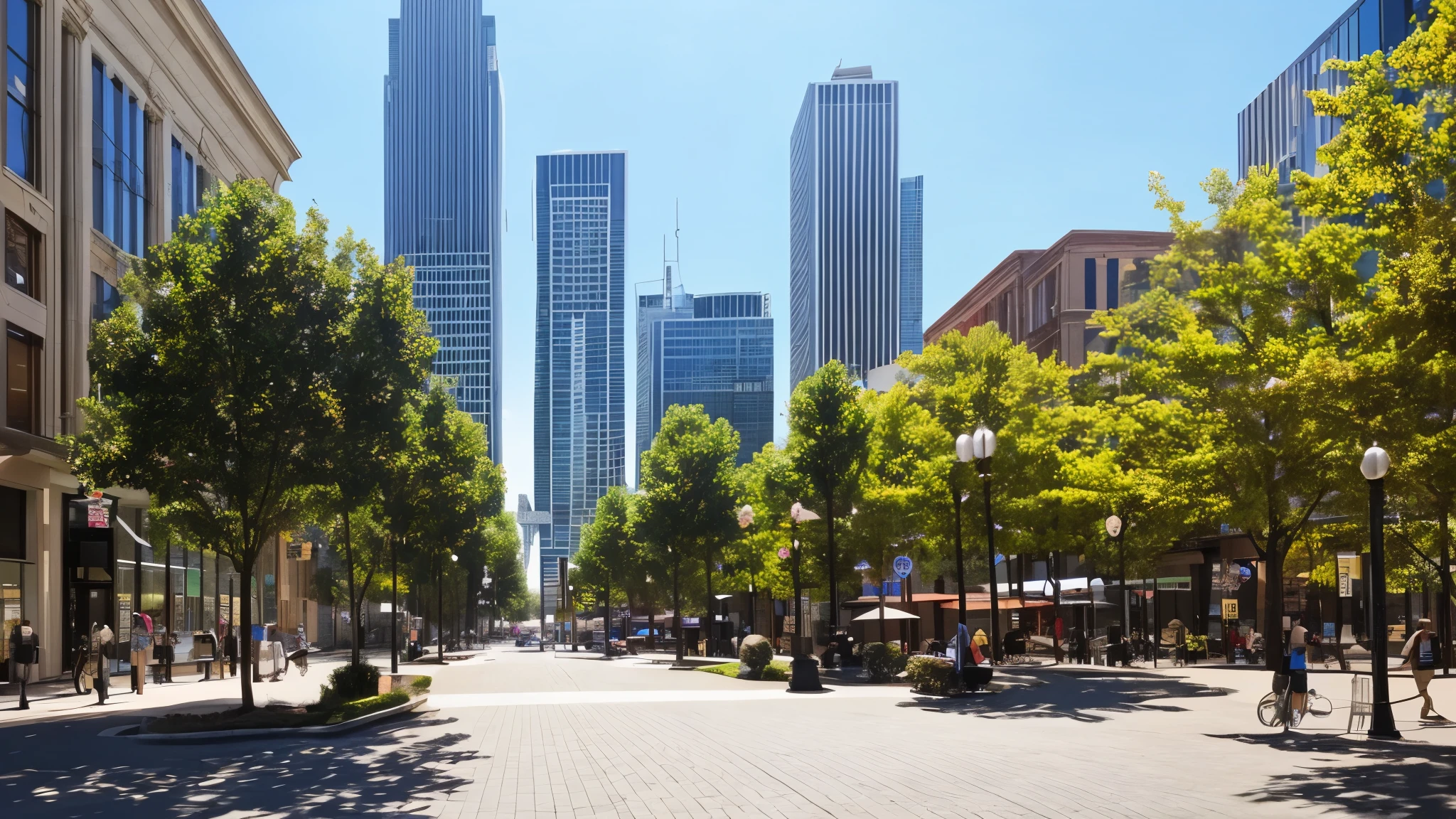  downtown,((city, sidewalk)),