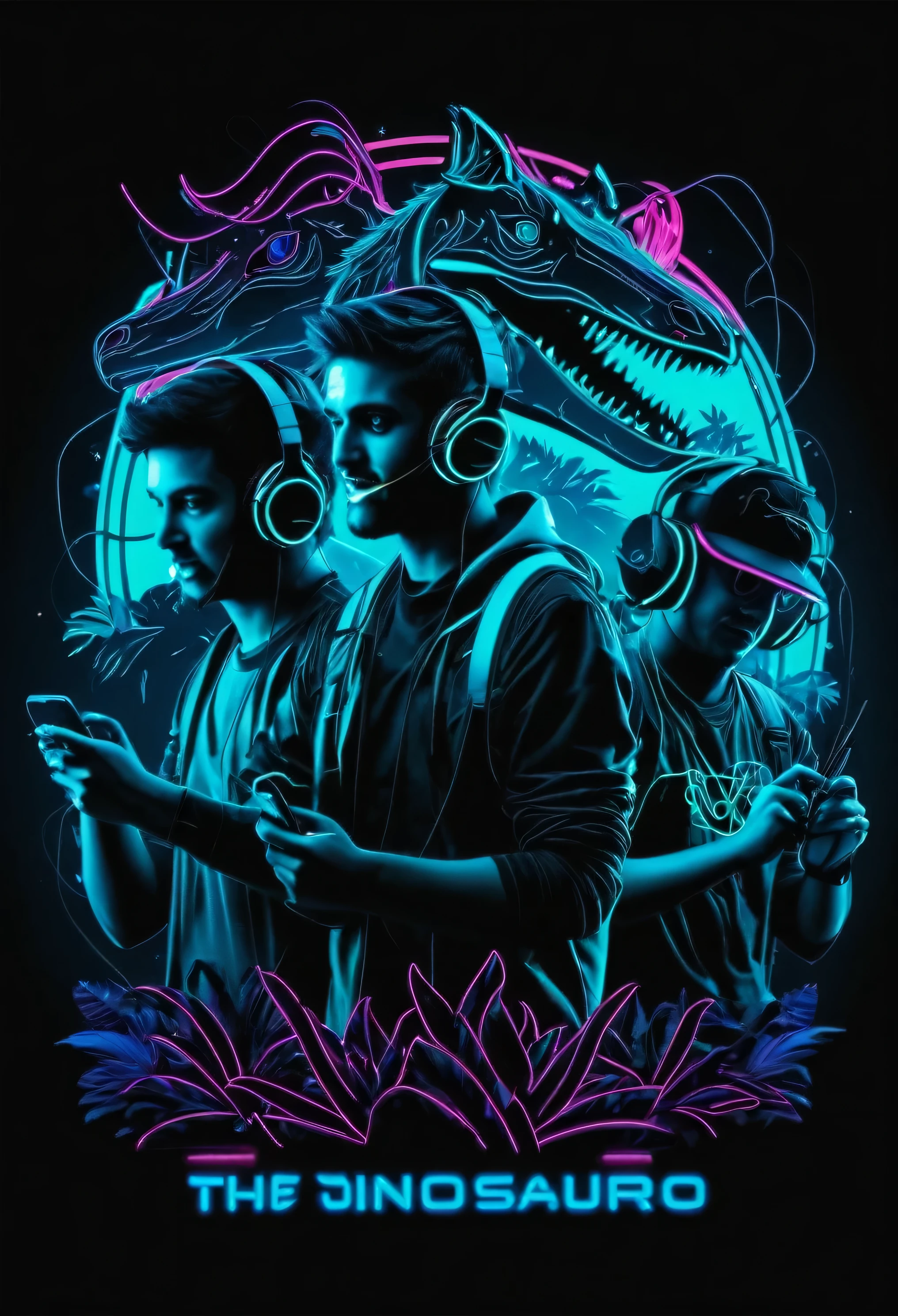 Intensificar as luzes neons da imagem, melhorar o efeito neon, neon effect with more saturation and brightness, cores mais vibrantes 