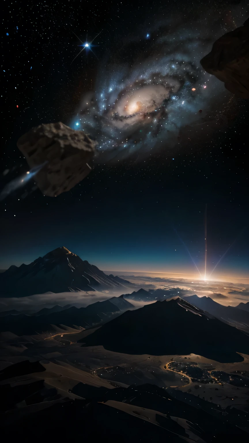 Image of ancient cosmic events, such as the formation of stars and galaxies, occurring before the formation of the Earth.