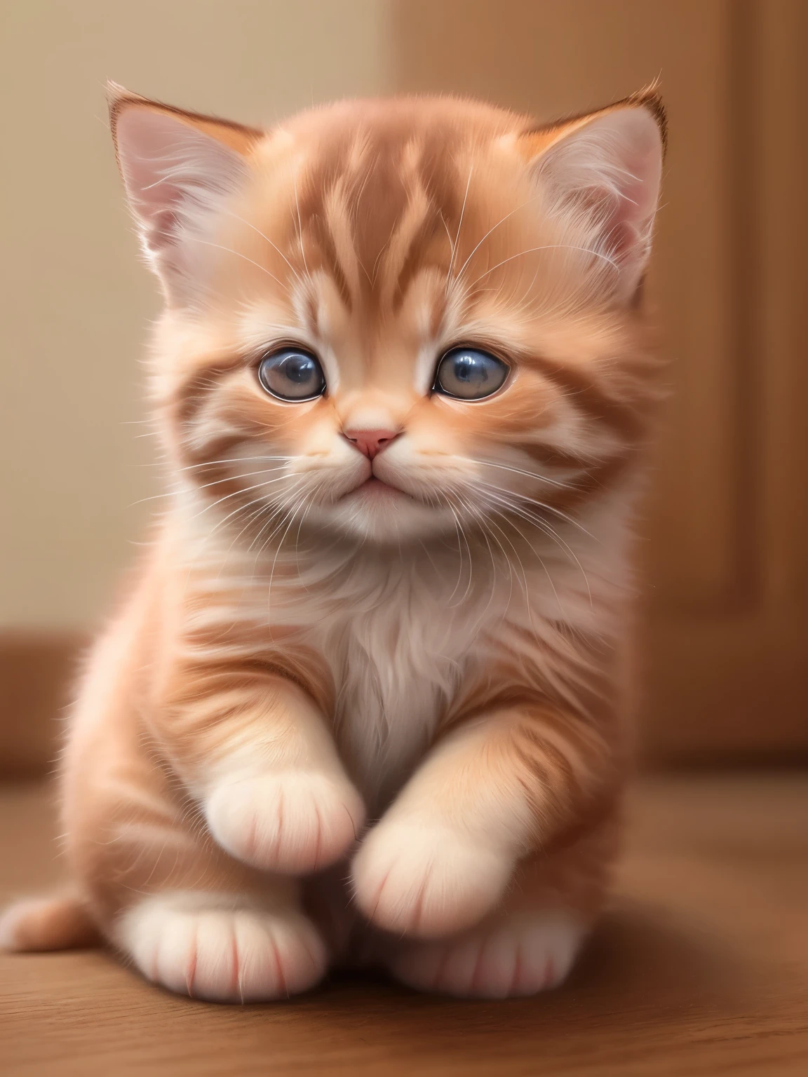 (highest quality,4K,8k,High resolution,masterpiece:1.2),Super detailed,(Realistic,Realistic,Photorealistic:1.37),indoor,Cute reddish brown kitten,(Mostly white)、Art Gallery、(Very small kitten)、Sleeping、Random Pause