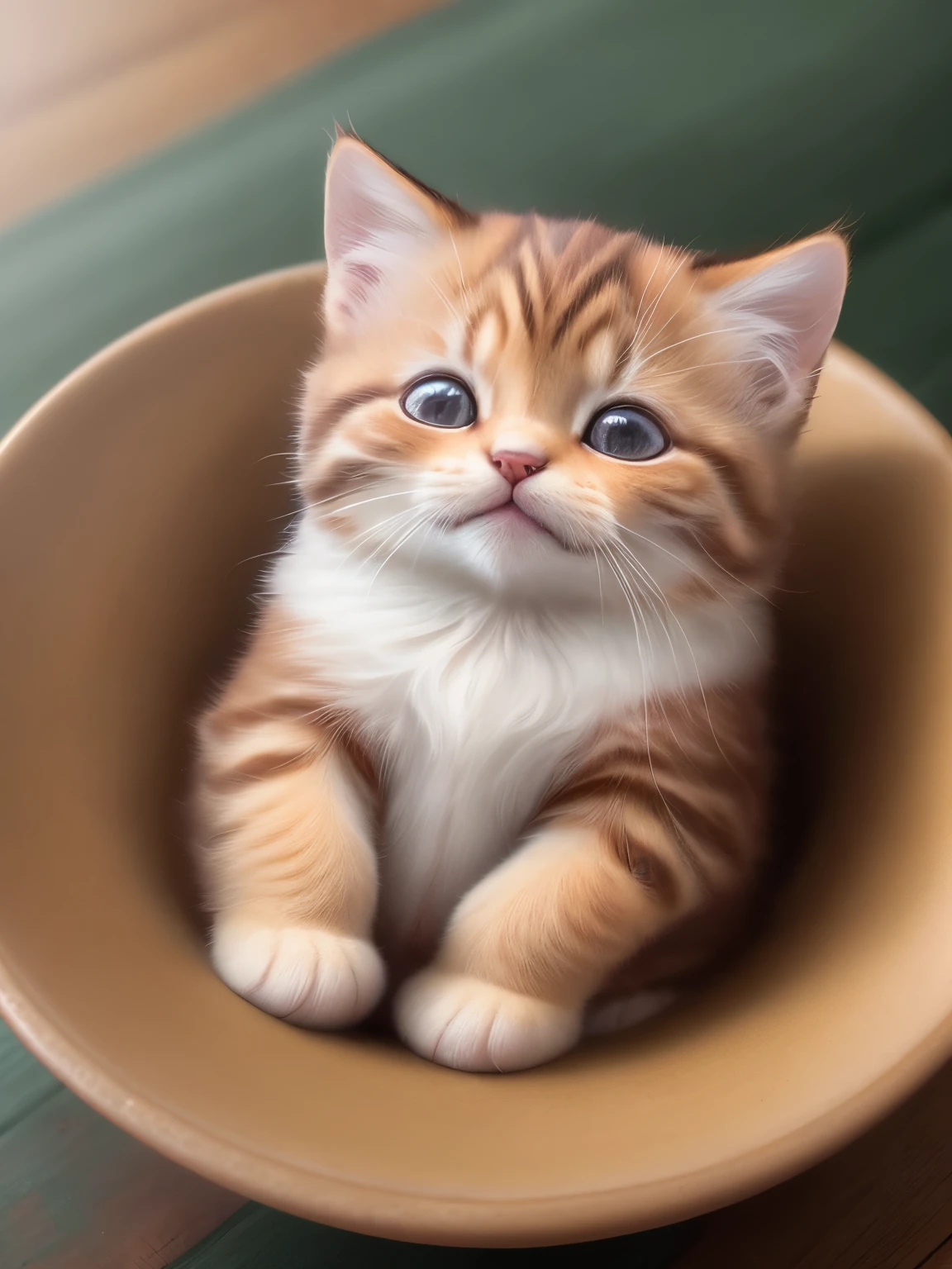 (highest quality,4K,8k,High resolution,masterpiece:1.2),Super detailed,(Realistic,Realistic,Photorealistic:1.37),indoor,Cute reddish brown kitten,(Mostly white)、Art Gallery、(Very small kitten)、Sleeping、Random Pause