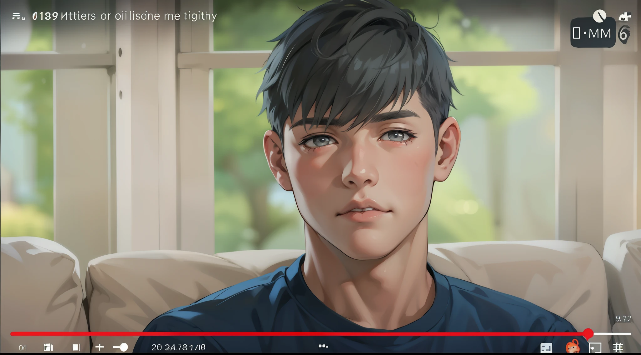 (estilo anime 2d plano)cute  boy this sad gray hair gray eyes 