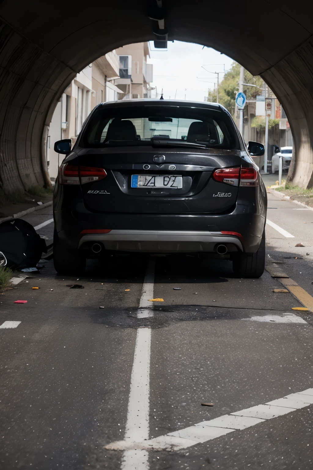 Imagen de personas heridas por un accidente automovilistico de un carro negro y blanco bajo un tunel