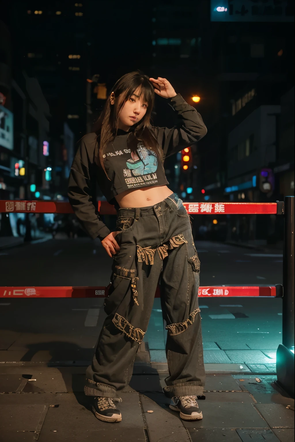 (Best quality, 8k, 32k, Masterpiece, UHD:1.2) "Imagine an empty night street in Shibuya, Japan, renowned for its typically bustling atmosphere. Now, envision this iconic location completely devoid of people, capturing a rare and serene moment of stillness. The scene is illuminated by the vibrant glow of neon signs and digital billboards, casting a kaleidoscope of colors onto the deserted streets.
Describe the iconic Shibuya Crossing, usually filled with a sea of pedestrians, now eerily quiet and empty. The traffic lights continue their regular cycle, changing from red to green, but there are no cars or people to obey their signals. The buildings surrounding the crossing, adorned with massive video screens and advertisements, still flash and display vibrant visuals, adding to the surreal emptiness of the scene.
The streets are lined with a mix of modern skyscrapers and traditional shops, their facades lit up by a myriad of lights. Small izakayas (Japanese pubs) and ramen shops emit warm, inviting glows, though their interiors are now vacant. Stylish cafes and boutiques remain illuminated, showcasing their displays to a nonexistent audience.
Capture the unusual quietness of Shibuya at night, where the usual cacophony of city sounds is replaced by a peaceful silence. The absence of people creates a stark contrast against the lively, illuminated backdrop. Highlight the subtle details—the reflections of neon lights on the wet pavement, the gentle hum of electronics, and the soft rustling of a breeze through the empty streets.
This empty street in Shibuya at night is a unique blend of urban energy and serene stillness, a moment frozen in time where the vibrant city lights illuminate the quiet, untouched beauty of one of Japan’s most famous districts." ((dramatic Lighting)) ((empty streets))