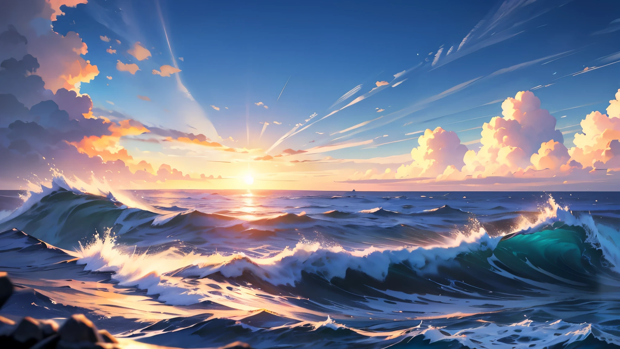 4k ultra hd landscape the open ocean endless the sun is high in a clear sky