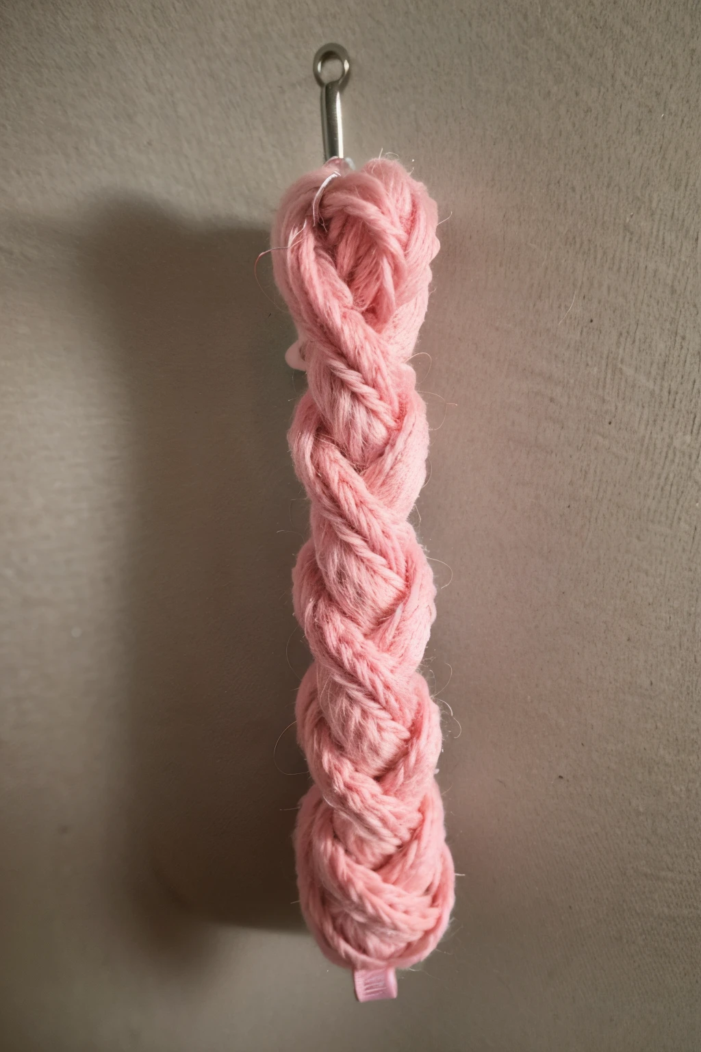 rounded ball of thread with crochet hook, cor pink e verde claro