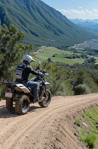 Riding an off-road motorcycle up a cliff