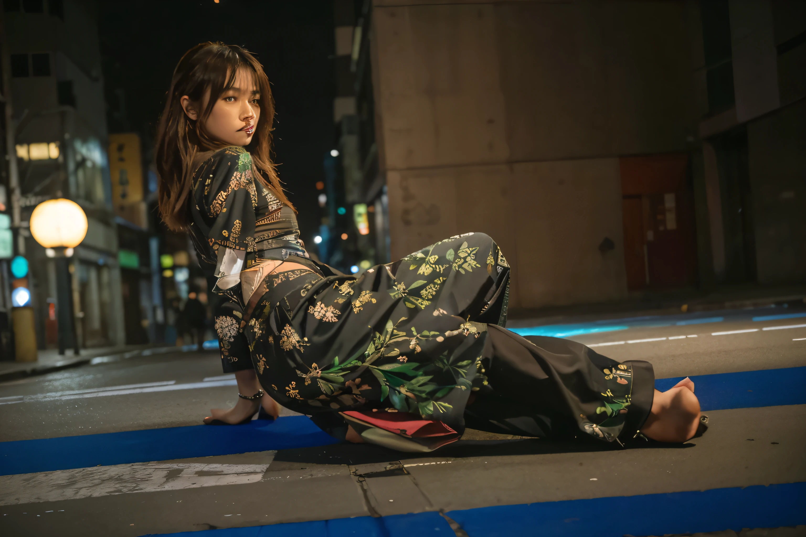 (Best quality, 8k, 32k, Masterpiece, UHD:1.2) "Imagine an empty night street in Shibuya, Japan, renowned for its typically bustling atmosphere. Now, envision this iconic location completely devoid of people, capturing a rare and serene moment of stillness. The scene is illuminated by the vibrant glow of neon signs and digital billboards, casting a kaleidoscope of colors onto the deserted streets.
Describe the iconic Shibuya Crossing, usually filled with a sea of pedestrians, now eerily quiet and empty. The traffic lights continue their regular cycle, changing from red to green, but there are no cars or people to obey their signals. The buildings surrounding the crossing, adorned with massive video screens and advertisements, still flash and display vibrant visuals, adding to the surreal emptiness of the scene.
The streets are lined with a mix of modern skyscrapers and traditional shops, their facades lit up by a myriad of lights. Small izakayas (Japanese pubs) and ramen shops emit warm, inviting glows, though their interiors are now vacant. Stylish cafes and boutiques remain illuminated, showcasing their displays to a nonexistent audience.
Capture the unusual quietness of Shibuya at night, where the usual cacophony of city sounds is replaced by a peaceful silence. The absence of people creates a stark contrast against the lively, illuminated backdrop. Highlight the subtle details—the reflections of neon lights on the wet pavement, the gentle hum of electronics, and the soft rustling of a breeze through the empty streets.
This empty street in Shibuya at night is a unique blend of urban energy and serene stillness, a moment frozen in time where the vibrant city lights illuminate the quiet, untouched beauty of one of Japan’s most famous districts." ((dramatic Lighting)) ((empty streets))