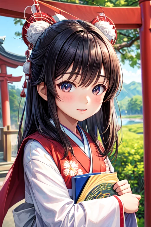 ((highest quality)), ((masterpiece)), (detailed), Perfect Face, Japanese, high school student, shrine, Shrine maiden,