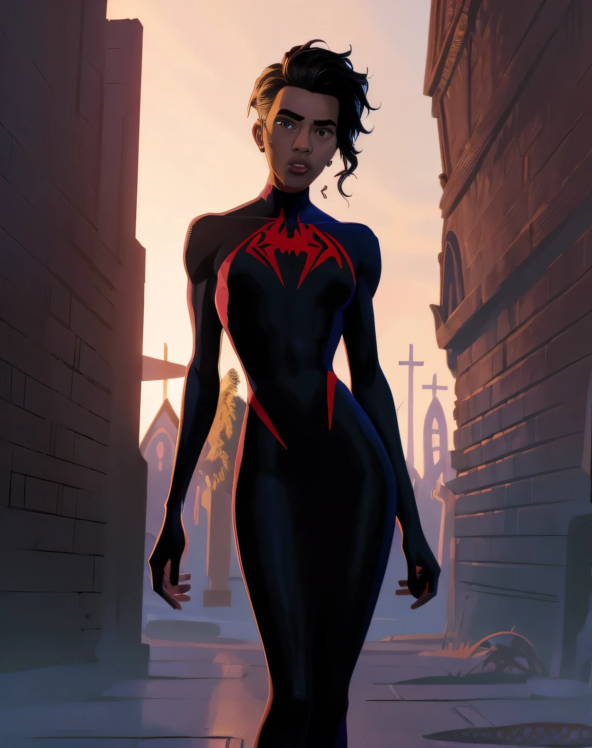 (((Comic style, arte dos desenhos animados))). a hot gothic vampire, mulher de vestido preto medieval, corpo quente, sensual , nsfw. in the cemetery under the moonlight., coberto de sangue. Crescimento total no quadro. altamente detalhado. cinematic lighting.