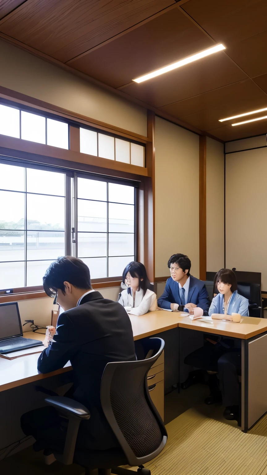 A view of an office in Japan、live-action、High resolution、Everyone seems busy、Photogenic beauty、8k