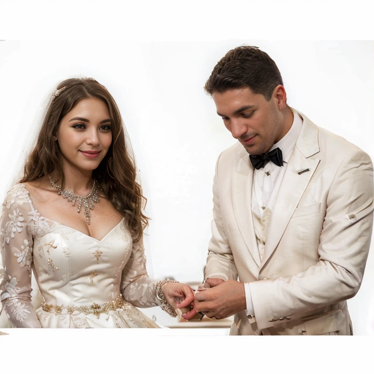 Groom and bride exchanging rings , editado, ((supersaturado)), estilizado, uneditado, Admirador de arte, miniatura do youtube, Casamento, noiva e noivo, album art, meme da internet, inspirado em mckadesinsanity, comprado em fotos, Casamento phlllNo entanto, oficial, comissionado