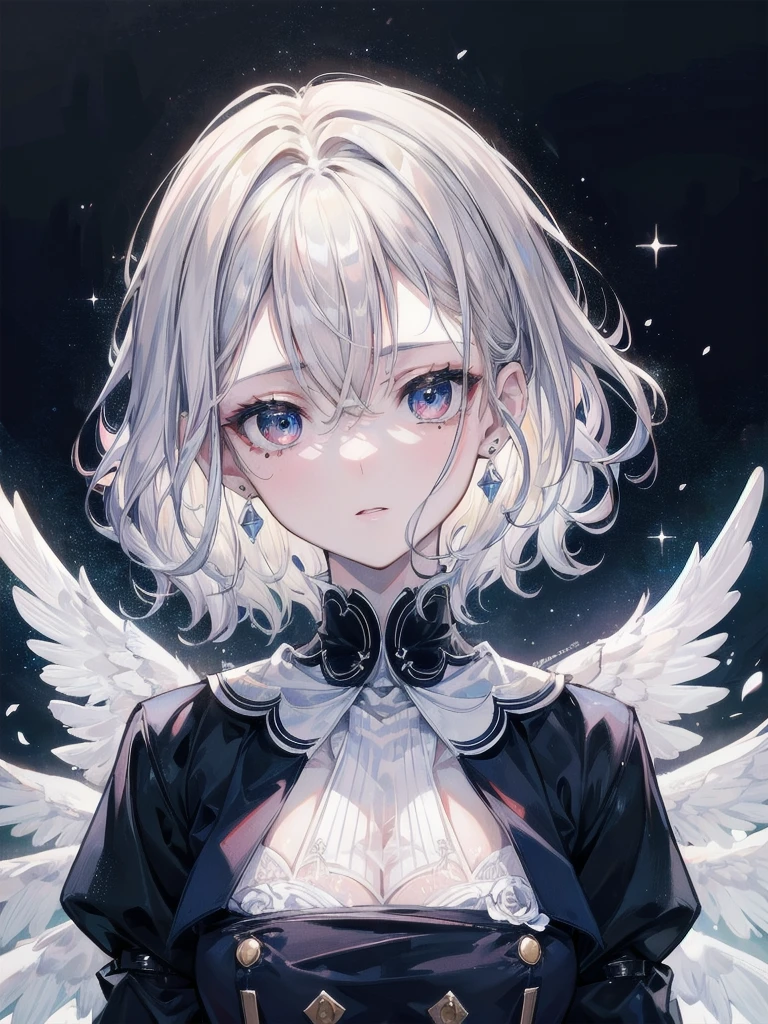 absurdres, RAW photo, extremely delicate and beautiful, masterpiece, Best Quality, ultra high resolution, 32k, hyperrealistic, ultra-detailed, perfect figure, detailed description, pale skin, 20 years old, detailed beautiful face and eyes, tearful mole, earring, short medium hair, wavy hair, full body, navy blue school_uniform,