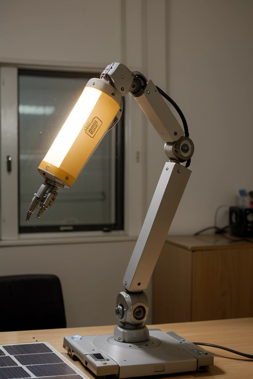 Robotic arm that works based on a solar panel It is only the smallest and most animated arm, Make it like a human arm but technological. The robotic arm is to help in hospitals so it has to be something not so fishy and more practical