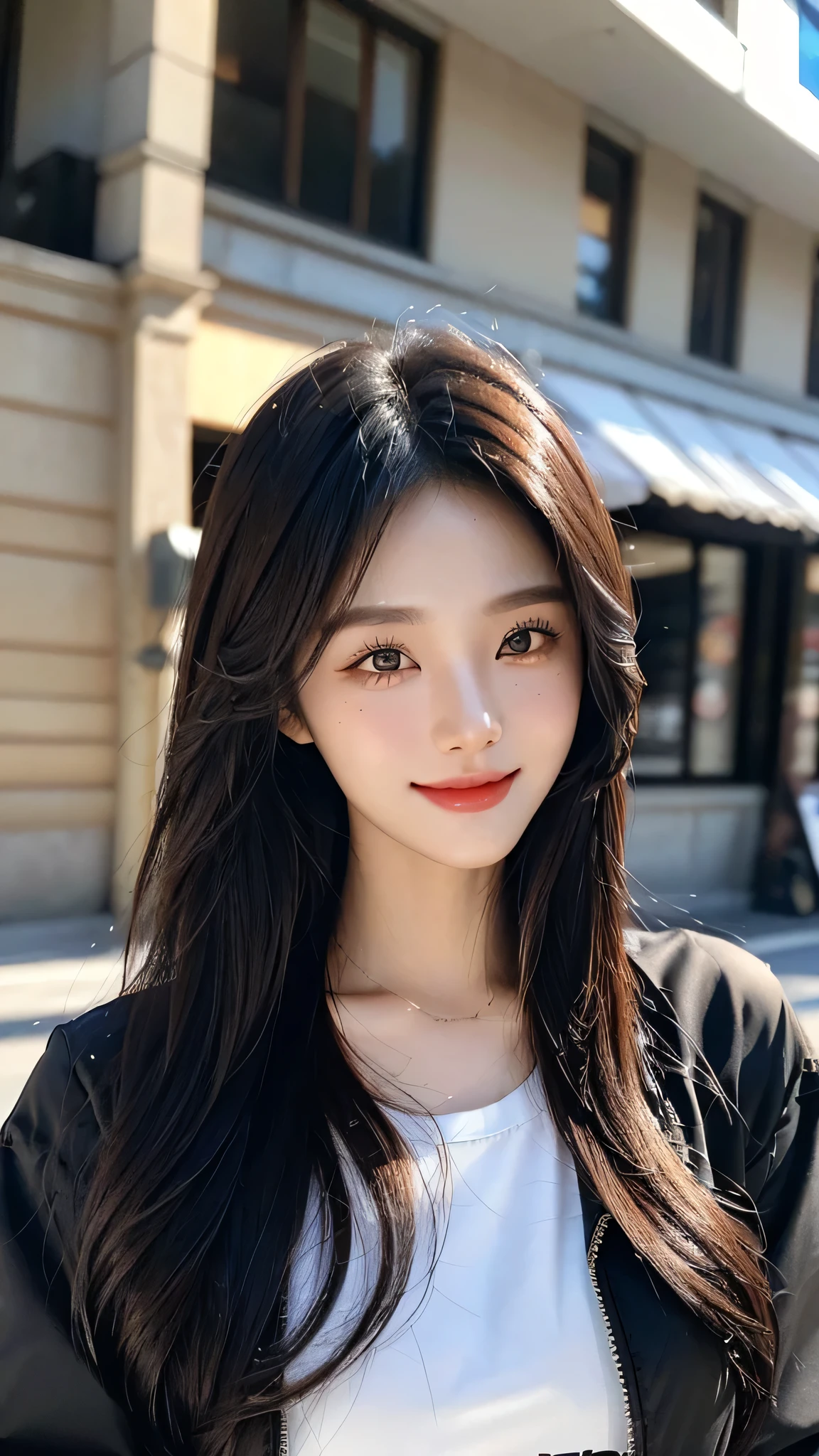 ​masterpiece、top-quality)、1 beutiful girl、in the villa , ((Wearing black sunglasses )), (Detailed beautiful eyes), ((Detailed skin)) , ((Detailed medium hair)), Walk around the store、((Boyish Brown Medium Hair))、((Smaller face))、((Neutral face))、((Light brown eyes))、((Korean Girl))、((18year old))、((cool lady))、((A shy smile on his face))、((Korean Makeup))、((elongated and sharp eyes))、((Happy dating))、((boyish))、on the wvilla), ((CG rendering)), ((Blurred background)), ((16K)),  ((Very detailed)), ((wallpaper)), ((depth of field)), ((movie light)), (( Ray tracing)).