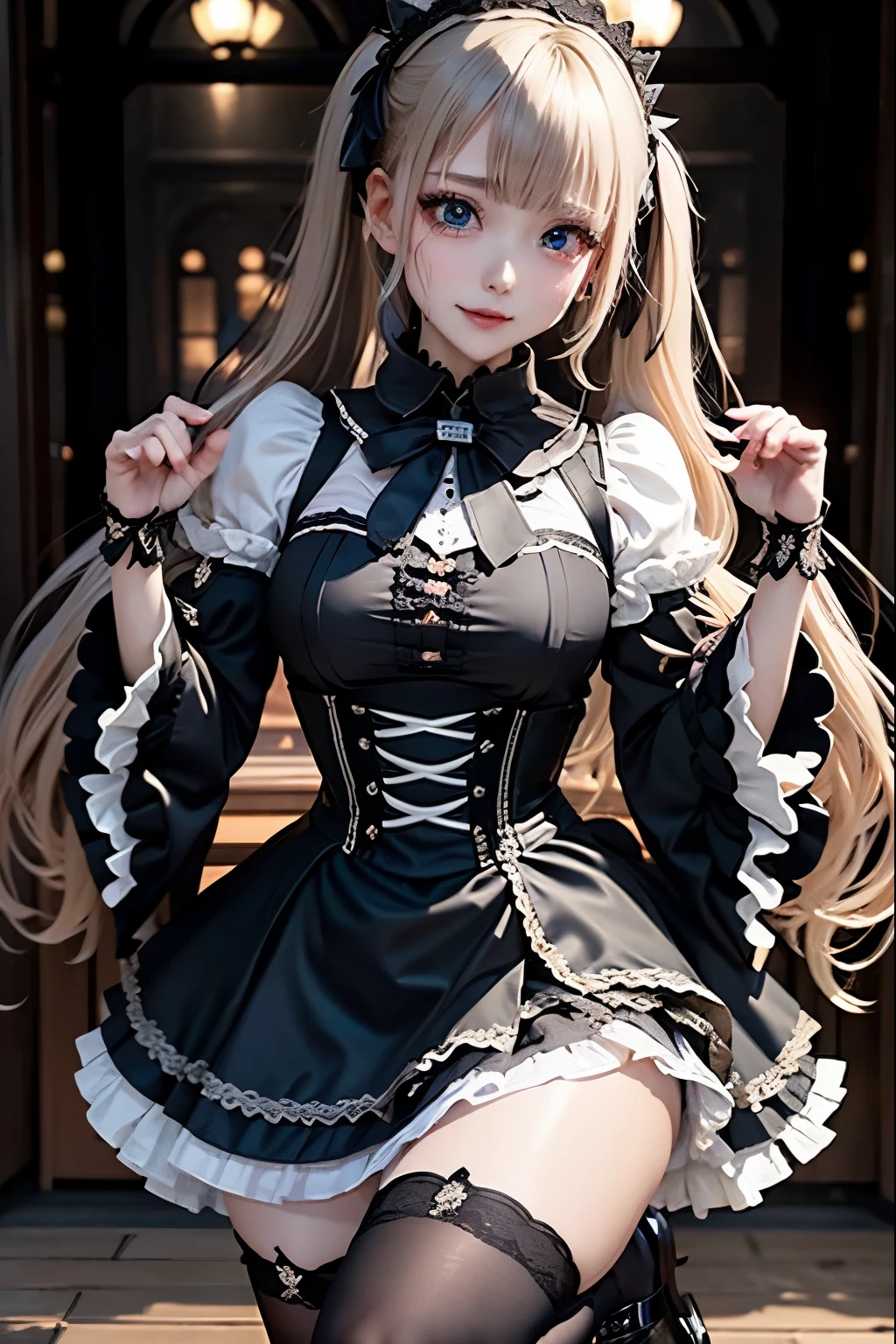 ハードDark Gothicメイク、Deep Night Sky、Horror、Black dark eyeshadow、cry、sad、Good skin radiance、Dark Gothicメイク、Dark smile、palace、The beauty of fragrance、24-years-old、Expressions of intense sexual pleasure、Embarrassed look、Dark Gothic、Obscene language、highest quality、Drunk face、紫のMaid clothes、Mysterious、Noble、sexy、Loving smile、Twin tail hair、Right blue eye, Left eye is red、Platform Heel Shoes、Heavy makeup、Gothic Lolita Clothing、A little slimmer、Silver Hair、Long Hair Straight Hair、Cute Gothic Lolita Dress、Beautiful Face、elegant features、Fascinating face、Stained glassが背景、Chest glistening with sweat、The room is dark、gothic long dress、Bell Sleeves、Wizard Sleeve、Decadent look、Sexually excited expression、Glossy thighs wet with water、Thighs that are wet and shiny with oil、Background of a room full of roses、sad表情、The embroidery is pink、The dress has pink embroidery、Thigh-high socks、Knee-high socks、Gentle expression、Dark black eyeshadow、Stained glassと薔薇背景、Female Duo、Female couple、dark church background、Stained glass、Black metal world、Dark Castle、Dark Room、Slender body、upright、walk、Are standing、gothic long dresaid clothes、Victorian dresses、Her thighs glisten with sweat、My body is wet and shiny、Lots of glitter on the thighs、sweating、My thighs are sticky from sweating、Sweat glistens on the thighs, The whole body is sweaty and shiny、Quite sweaty、My thighs are sweaty、My thighs are so wet、My thighs are shining with sweat、A lot of sweat glistens all over the body、The thighs are the best、Thighs are glamorous、Small breasts、Playing guitar、Singing while playing the guitar、les paul guitar、Holding a guitar、Playing in a band、Playing guitar chords、Practicing guitar、Grab the microphone stand、Sing a song、Embodying the guitar、Decorate your guitar、An enthusiastic live music venue、Splendid stage、