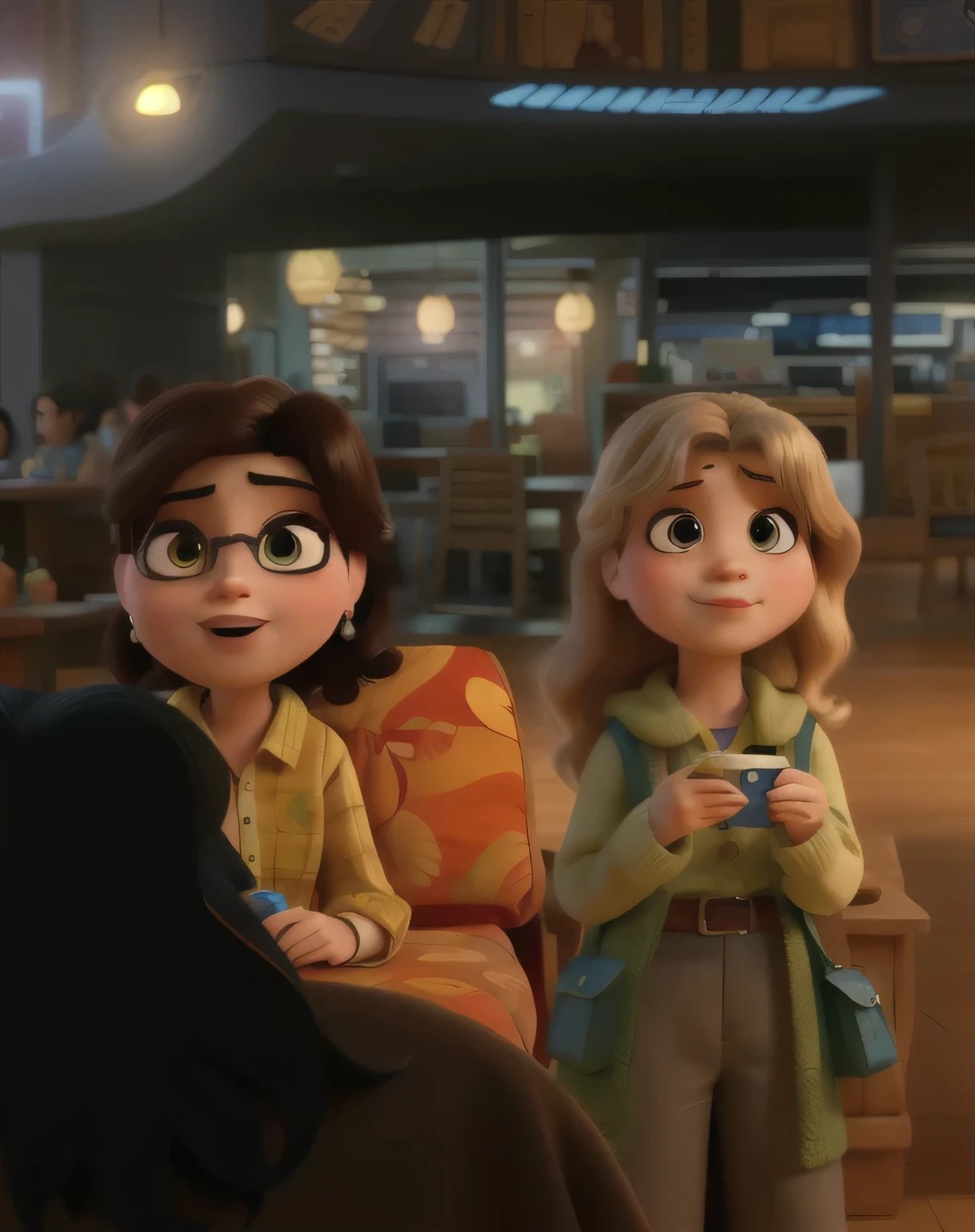 duas mulheres estilo Disney Pixar, alta qualidade, melhor qualidade