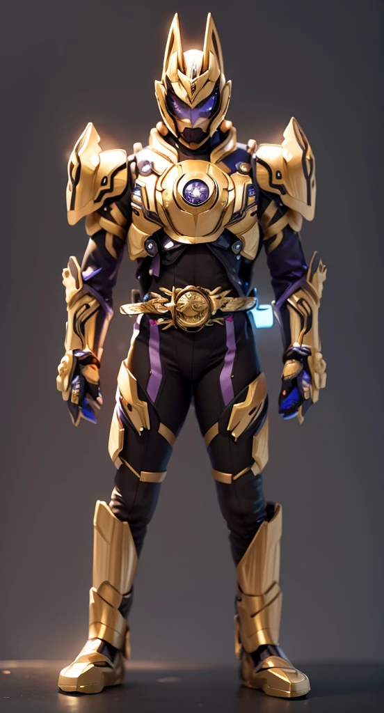 The color changes to gold and purple，Some gold and purple（Ensure its layering and armor texture，There are a lot of mechanical textures，Gold as the main color，Purple as a secondary hue，Need to appear around the body）