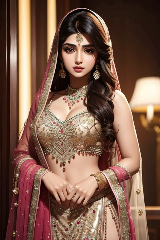 a beautiful pakistani girl who is a celebrity, has perfect sexy and aesthetic face structure, and is the personification of exotic, classy aesthetic