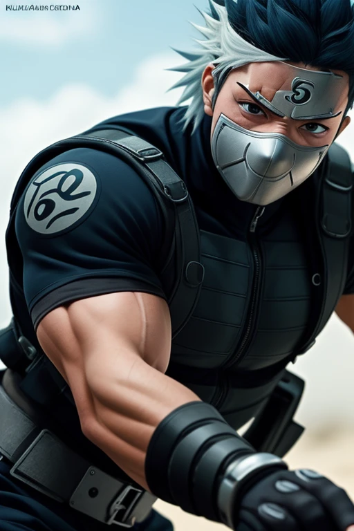 best quality,masterpiece, Kakashi Anbu,Ultra high detail,A handsome hunky muscular, in action